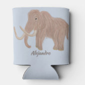 ブラウンパーソナライズされたウーリーマンモスイラストレーション 缶クーラー (裏面)