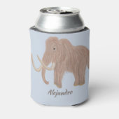 ブラウンパーソナライズされたウーリーマンモスイラストレーション 缶クーラー (缶裏面)
