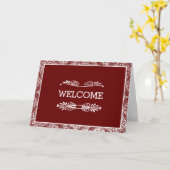 ブラウンパーソナライズされたスワールボードウェルカム カード (黄色い花)