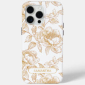 ブラウンパーソナライズされたフローラ名花線芸術 Case-Mate iPhoneケース (裏面)
