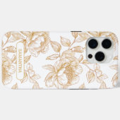 ブラウンパーソナライズされたフローラ名花線芸術 Case-Mate iPhoneケース (裏面 (横))