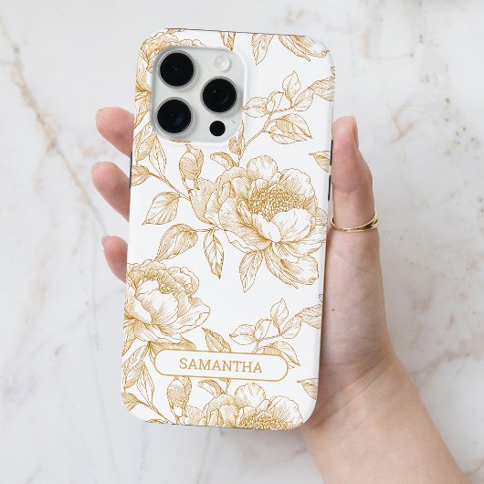 ブラウンパーソナライズされたフローラ名花線芸術 Case-Mate iPhoneケース