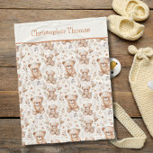 ブラウンパーソナライズされたベア男の赤ちゃんギフト フリースブランケット