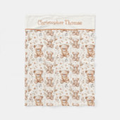 ブラウンパーソナライズされたベア男の赤ちゃんギフト フリースブランケット (正面)