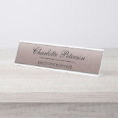 ブラウンパーソナライズされたメタルエグゼクティブ デスクネームプレート (正面)