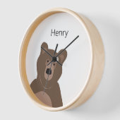 ブラウンパーソナライズされたモダンベア、10インチラウンドクロック 壁時計 (傾斜)