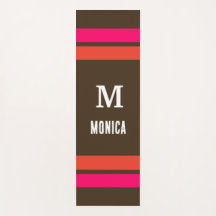 ブラウンパーソナライズされたモノグラムの&オランピンクストライプ