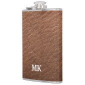 ブラウンパーソナライズされたレザールック フラスク (左)