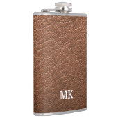 ブラウンパーソナライズされたレザールック フラスク (右)