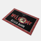 ブラウンパーソナライズされた人狼フルムーンハロウィンドー ドアマット (アングル)