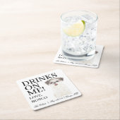 ブラウンパーソナライズされた&ホワイトゴールデンシーズー（犬）ツ結婚ズ スクエアペーパーコースター (インサイチュ)