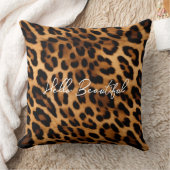 ブラウンヒョウアニマルプリント クッション (ブランケット)