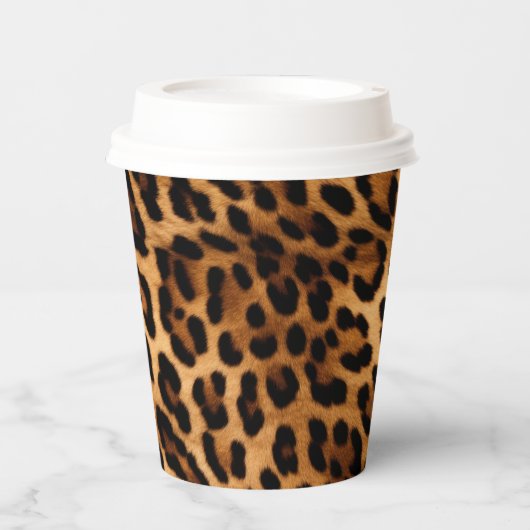 ブラウンヒョウアニマルプリント 紙コップ (正面)