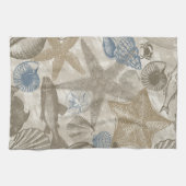 ブラウンビーチブルーシェル海    キッチンタオル (横)