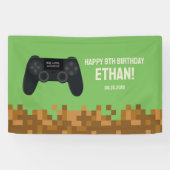 ブラウンピクセルゲーマー誕生日バナー 横断幕 (横)