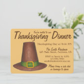 ブラウンピルグリムハットサンクスギビングディナーパーティー 招待状 (スタンド正面)