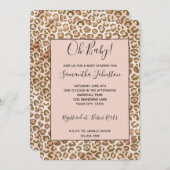 ブラウンピンクのぼかしヒマワリ柄のプリント 招待状 (正面/裏面)