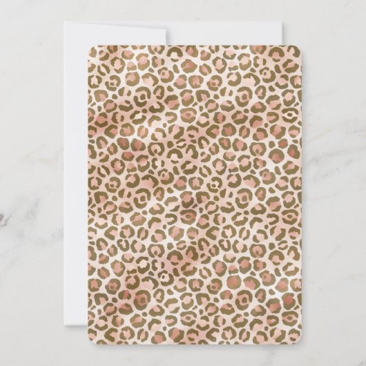 ブラウンピンクのぼかしヒマワリ柄のレオパードプリント 招待状 (裏面)