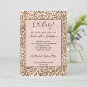 ブラウンピンクのオンブルヒートオレンジ豹柄プリント 招待状 (スタンド正面)