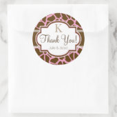 ブラウンピンクキリンアニマルプリントありがとう ラウンドシール (バッグ)