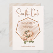 ブラウンピンクグリーンオーキッドボホユーカリ結婚プス セーブザデート (正面/裏面)