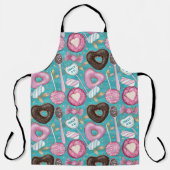 ブラウンピンクグリーンバレンタインデー棒つきキャンデー エプロン (正面)
