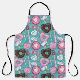 ブラウンピンクグリーンバレンタインデー棒つきキャンデー エプロン