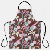 ブラウンピンクグリーンバレンタインデー棒つきキャンデー エプロン (正面)