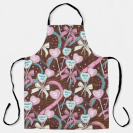 ブラウンピンクグリーンバレンタインデー棒つきキャンデー エプロン