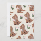 ブラウンピンクフローラブーツと泡立ちブライダルシャワー 招待状 (裏面)