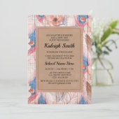 ブラウンピンクボホフローラ素朴と木の幹パーティー 招待状 (スタンド正面)