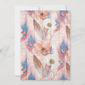 ブラウンピンクボホーフラワーのあるラスティックウッドトランクパーティー 招待状 (裏面)