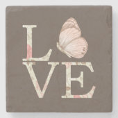 ブラウンピンクラブバタフライフローラ ストーンコースター (正面)