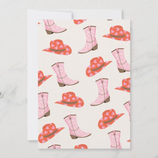 ブラウンピンク女性のカーボーイファーストRodeo 1st誕生日 招待状 (裏面)