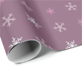 ブラウンピンク白い雪の結晶パープルクリスマス ラッピングペーパー (ロールコーナー)