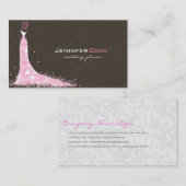 ブラウンピンク&ホワイト結婚ズドレス&ヴィンテージレース 名刺 (正面/裏面)