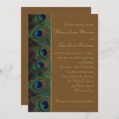 ブラウンピーコックフェザー金ゴールド結婚式招待状 招待状 (正面/裏面)