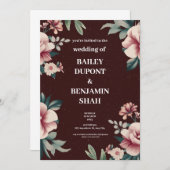 ブラウンピーチフローラ結婚式招待状 招待状 (正面/裏面)