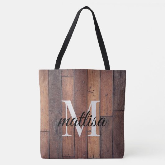 ブラウンファームハ素朴ウススタイルモノグラムスクリプト トートバッグ (正面)