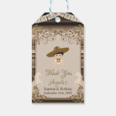 ブラウンフィエスタバプティスファースト誕生日サンキューユーラベル ギフトタグ (裏面)