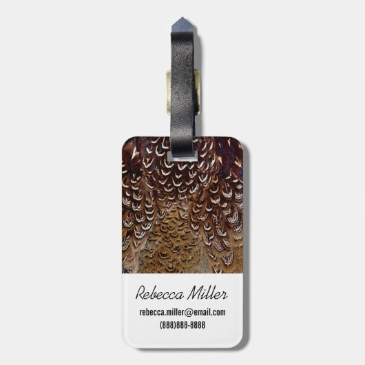 ブラウンフェアシャンフェザーデザイン ラゲッジタグ (裏面縦)