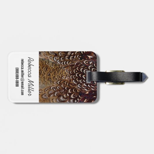 ブラウンフェアシャンフェザーデザイン ラゲッジタグ (裏面横)