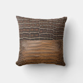 ブラウンフェイクアリゲーターレザー クッション (正面)