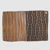 ブラウンフェイクアリゲーターレザー ゴルフタオル (横)