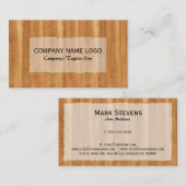 ブラウンフェイクウッドプランクス金ゴールドアクセント名刺 名刺 (正面/裏面)
