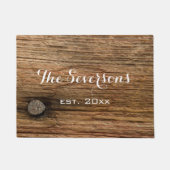 ブラウンフェイクバ素朴ンウッド ドアマット (正面)