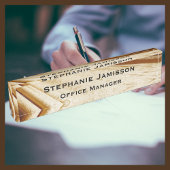 ブラウンフェイクファブリック名とタイトルデスク名のプレート デスクネームプレート