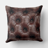 ブラウンフェイクレザーとボタン(ボタ実在ンではない) クッション (裏面)