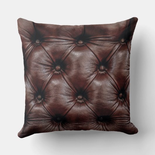 ブラウンフェイクレザーとボタン(ボタ実在ンではない) クッション (裏面)