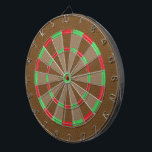 ブラウンフェイクレザーのテクスチャ ダーツボード<br><div class="desc">赤モダンと緑のアクセントを持つ茶色のフェイク皮質感プリントを持つトレンディーデザイン。</div>